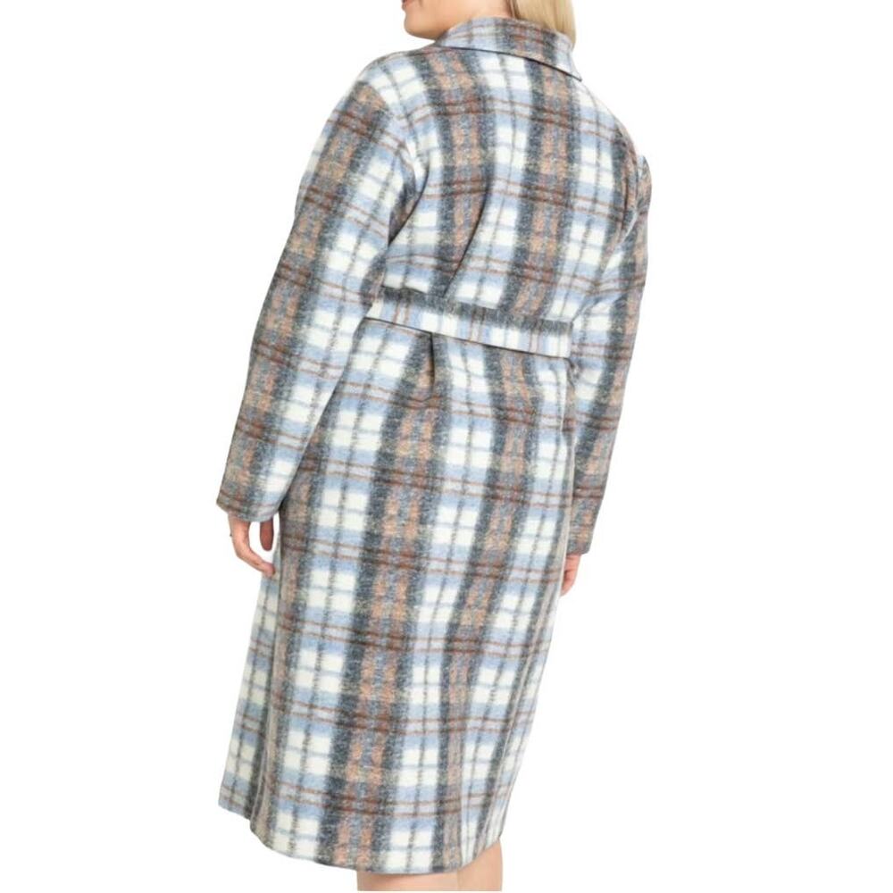 ELOQUII Womens Plus Size Blue Plaid Robe Coat Size 18 20 - Picture 4 of 12